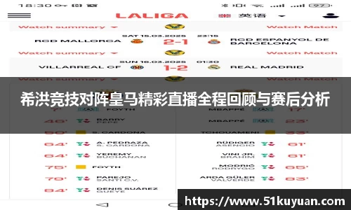 希洪竞技对阵皇马精彩直播全程回顾与赛后分析